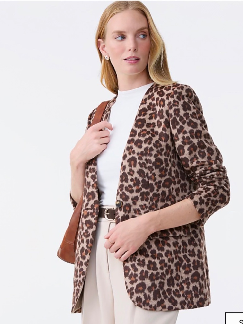 The Longline Collarless Blazer in Animal Print
